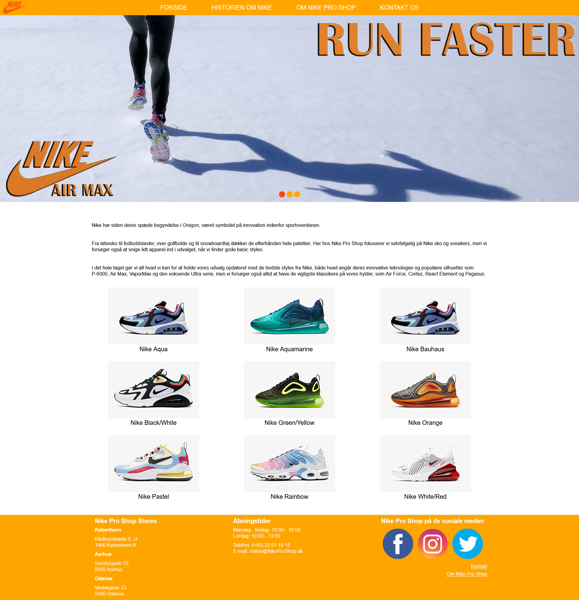 Nike Pro Shop hjemmesiden